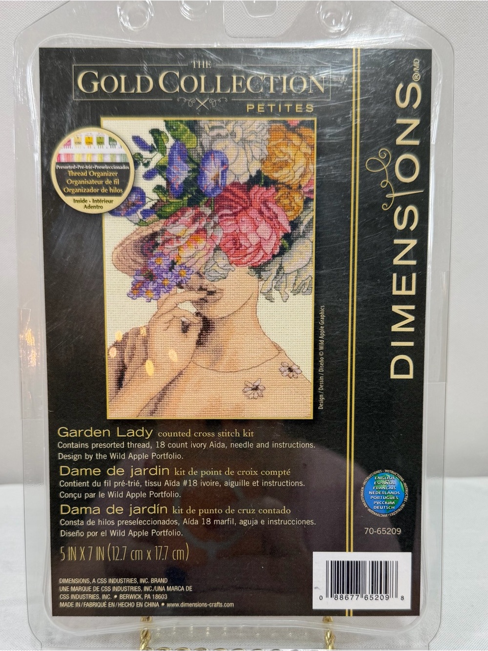 Dimensions Petite Gold Collection Crosstitch Kit Garden Lady Wild Apple Designs